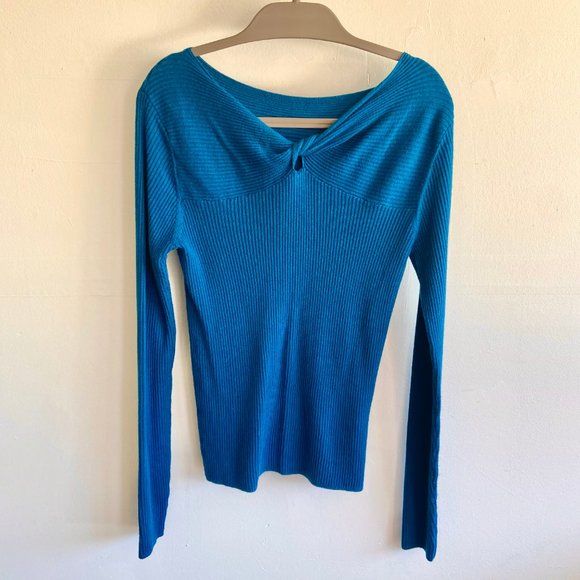MOTF Blue Cashmere Mix Twist Sweater - Picture 6 of 9